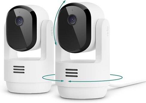 Arlo Essential Indoor Pan Tilt Security Camera 2K (2025 Release) + 6 Months of Secure Plus Plan - Wired Plug-in Power, Person Recognition, Animal Detection, Auto Motion Tracking, 1 Cam, White in Kuwait