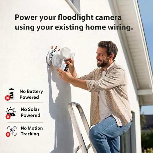 2K Hardwired Flood Light Camera, 3500LM Dual-Head Outdoor Security Camera with Color Night Vision, 5G/2.4G WiFi, PIR Motion Detection, Siren, 2-Way Audio, IP65, Compatible with Alexa & Google in Kuwait