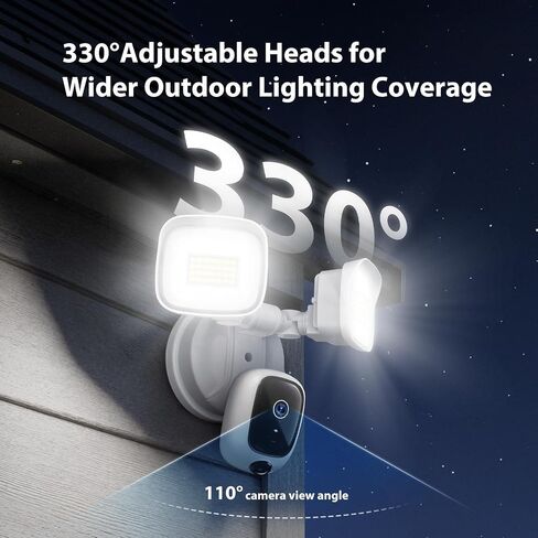 2K Hardwired Flood Light Camera, 3500LM Dual-Head Outdoor Security Camera with Color Night Vision, 5G/2.4G WiFi, PIR Motion Detection, Siren, 2-Way Audio, IP65, Compatible with Alexa & Google in Kuwait
