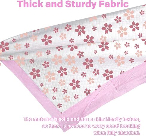 50 Pack Disposable Pads Changing Pads for Baby, Incontinence Care Soft Breathable Liners Multi-Use Super Absorbent Waterproof Under Pads for Newborn Adults Pets (13"x17",Cherry Blossom ) in Kuwait
