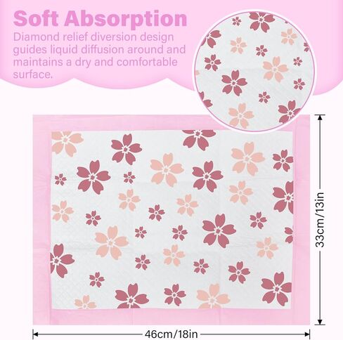 50 Pack Disposable Pads Changing Pads for Baby, Incontinence Care Soft Breathable Liners Multi-Use Super Absorbent Waterproof Under Pads for Newborn Adults Pets (13"x17",Cherry Blossom ) in Kuwait