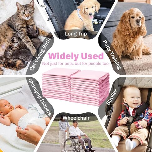50 Pack Disposable Pads Changing Pads for Baby, Incontinence Care Soft Breathable Liners Multi-Use Super Absorbent Waterproof Under Pads for Newborn Adults Pets (13"x17",Cherry Blossom ) in Kuwait