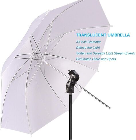 Selens Photo Umbrella Kit 33"/84cm White Soft Umbrella with Light Stand | and Metal Flash Bracket Mount for Portrait Photography, Studio and Video Lighting in Kuwait
