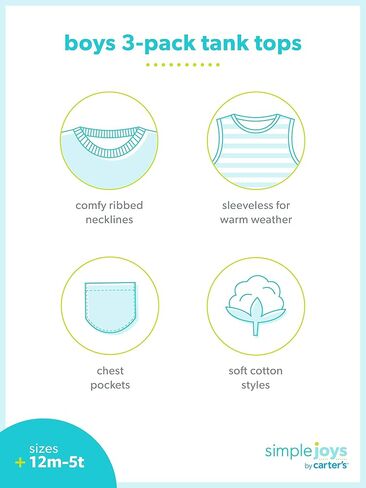 Simple Joys by Carter's Boys 3-Pack Muscle Tank Tops in Kuwait