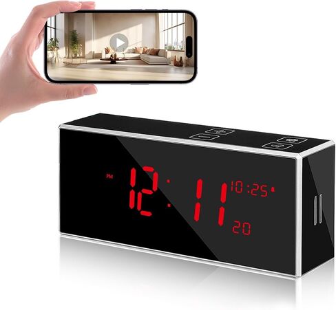 Hidden Camera Clock Full HD 1080P Wireless with Night Vision,Indoor Security Camera with Motion Detection, 160° Ultra-Wide Angle 2.4/5Ghz in Kuwait
