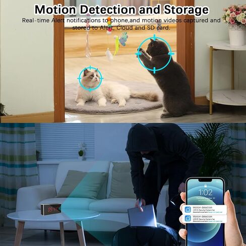 Hidden Camera Clock Full HD 1080P Wireless with Night Vision,Indoor Security Camera with Motion Detection, 160° Ultra-Wide Angle 2.4/5Ghz in Kuwait
