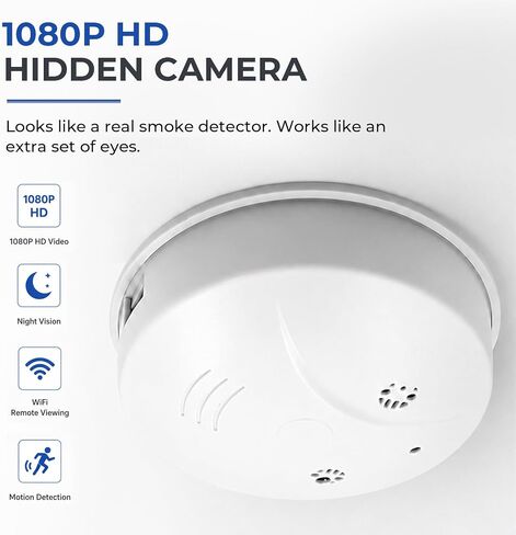 HD 1080P Camera Smoke Detector, WiFi Mini Small Nanny Cam with Motion Detection, Indoor Wireless Surveillance for Home Security/Office with app in Kuwait