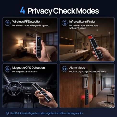 Hidden Camera Detector,RF Detector,Infrared Lens&GPS Tracker Detector | Clear Display Screen Guided High-to-Low Sensitivity Clear Detection Range Reduce False Alert for travel,hotel,office,car in Kuwait