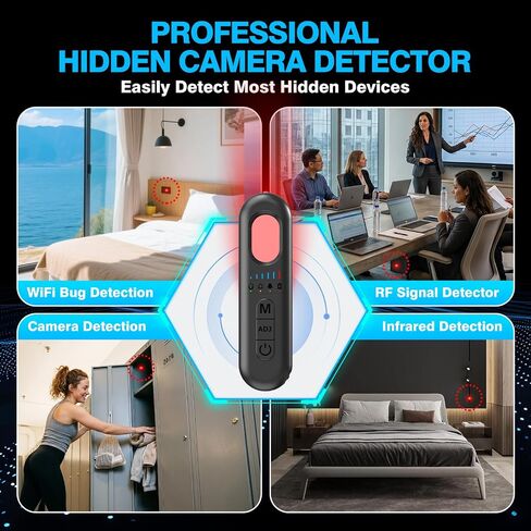 Hidden Camera Detector, RF Detector & GPS Tracker Detector, Privacy Guard | Portable Hidden Camera Detector with RF technology detects cameras, GPS trackers & spy devices for travel, hotels & home in Kuwait