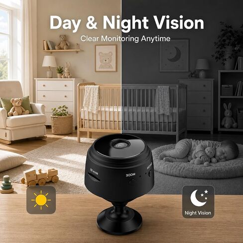 4PCS Small Hidden Camera for Home Use, Mini Security WiFi Spy Camera, HD 1080P Outdoor/Indoor Night Vision Tiny Cam for Home, Room, Office Compatible with Smartphone (Black, Mini 4 PCS) in Kuwait