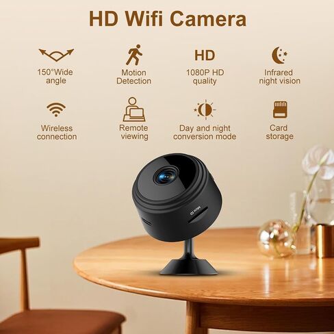1080P Hidden Camera Spy Camera WiFi, Mini Nanny Cam with Night Vision, Motion Detection, Small Wireless Home Security Surveillance Cam for Indoor, Pet, Baby, Nanny Monitoring in Kuwait