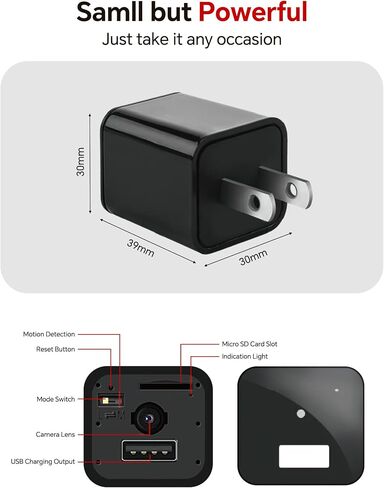 IZK 64GB HD 1080P Camera Charger,Nanny Cam,Camera with Motion Detection,No Internet is Needed to Shoot for Discreet Indoor Security in Kuwait
