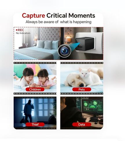 IZK 64GB HD 1080P Camera Charger,Nanny Cam,Camera with Motion Detection,No Internet is Needed to Shoot for Discreet Indoor Security in Kuwait