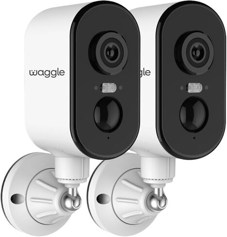 Waggle Pack of 2 4G LTE Security Camera for RV, No Wi-Fi Needed, 2K HD, 300° Pan, 9000mAh Battery, PIR & AI Human Detection, Siren Alarm, Indoor/Outdoor Cam for Camping/Travel, Subscription Required in Saudi Arabia