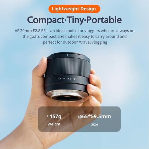 VILTROX 20mm F2.8 FE, 20mm f/2.8 Full Frame Lens for Sony E-Mount, STM Auto Focus Lens for Sony E-Mount A7 A7R A7S A7C A7II A7RII A7SII A7SIII A7III A7RIII A7IV A7RIV A9 A1FX3 A7RV ZVE1 A7CR A7CII A93 in Kuwait