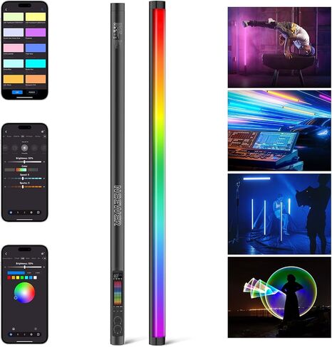NEEWER TL120C RGB Tube Light, 42W Full Color RGBWW Photography LED Video Light Wand Stick with APP/2.4G/DMX Control, 7 Pixel Effects/18 Scenes, 2500K-10000K CRI97+ TLCI98+, 6000mAh Battery in Kuwait