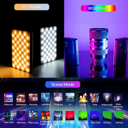 ULANZI VL120 RGB Video Light, Pocket LED On-Camera Video Lights, Built-in 3100mAh Rechargeable Battery, 360 Full Color 20 Light Effects, CRI≥95 2500-9000K LED Panels for Photography Vlogging in Kuwait