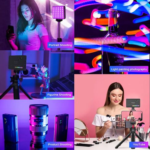 ULANZI VL120 RGB Video Light, Pocket LED On-Camera Video Lights, Built-in 3100mAh Rechargeable Battery, 360 Full Color 20 Light Effects, CRI≥95 2500-9000K LED Panels for Photography Vlogging in Kuwait
