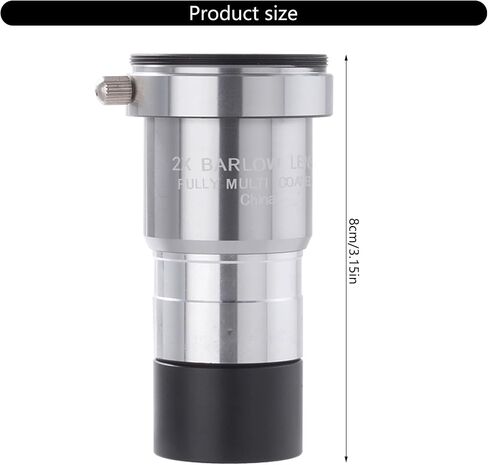 Lightweight 2X Barlow Lens Optical Designs Lens Portable Metal for Outdoor Skywatching & Photography Barlow in Kuwait