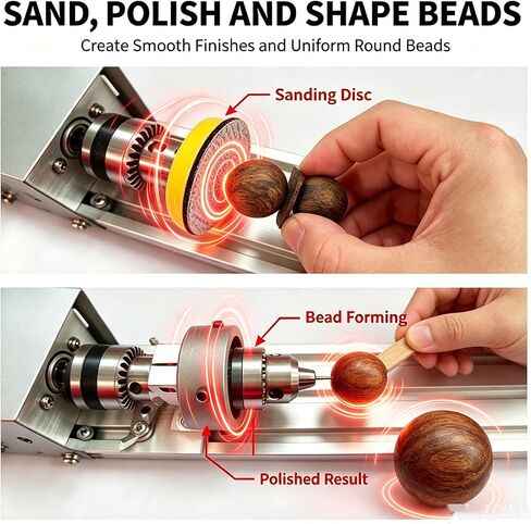 Mini Wood Lathe, 7-Speed Adjustment, 2000-8000 RPM for Hobbyist Workshop | Benchtop Woodworking Lathe, Precision Lathe Machine with Precision Drill Chuck 0.6-6mm Clamping Range & 50mm Saw Blade in Kuwait