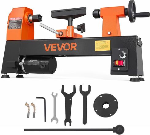 VEVOR Wood Lathe 1/3 HP 8" x 13" Mini Benchtop Wood Lathe Variable Speed, 150 to 3200 RPM, Woodworking Machine with Tool Rest, Wrenches, Feet, for Beginners DIY Enthusiasts Woodworking, Woodturning in Kuwait