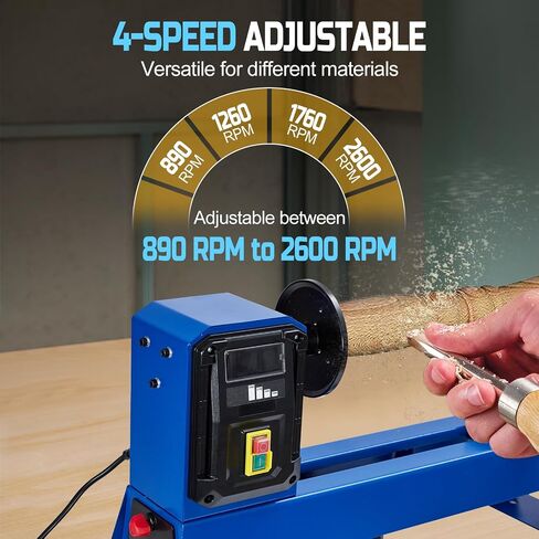 14" x 40" Benchtop Wood Lathe,Wood Lathe Machine,400W Motor, 4-Speed (1040/1480/2130/2980 RPM) Wood Turning Lathe for High-Speed Sanding & Polishing of Finished Workpieces | 14" x 40" Benchtop Wood Lathe,Wood Lathe Machine,400W Motor, 4-Speed in Kuwait