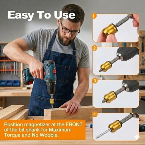 Magnetic Screw Ring Set 3PCS with PH2 S2 Bit, 1/4" Hex Screw Holder for Drill & Power Bits, Removable Magnetic Screwdriver Bit Holder for DIY, Woodworking, Mechanics & Repair in Kuwait