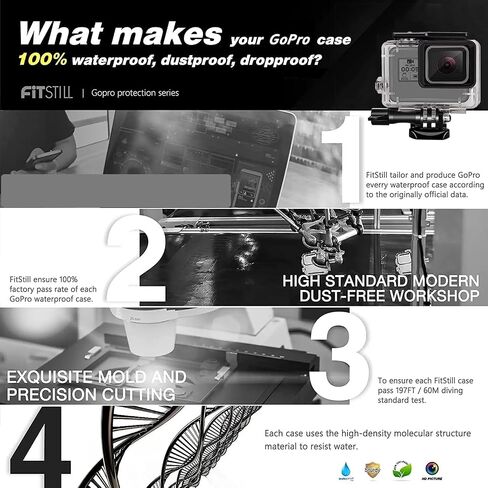 FitStill 50M/164FT Waterproof Underwater Case with 3 Diving Filters and Floating Handle, Suitable for Go Pro Hero 7/6/5/2018 Black Accessories Diving Set in Kuwait