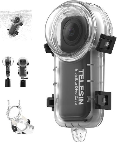 TELESIN Insta 360 X4 Invisible Dive Case, 50m/164ft Waterproof Case Protective Underwater Diving Housing Shell for Insta 360 X4 with Bracket Accessories in Kuwait