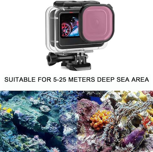 FitStill 50M/164FT Waterproof Underwater Case with 3 Diving Filters and Floating Handle, Suitable for Go Pro Hero 7/6/5/2018 Black Accessories Diving Set in Kuwait
