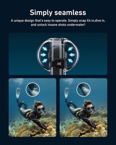 TELESIN Insta 360 X4 Invisible Dive Case, 50m/164ft Waterproof Case Protective Underwater Diving Housing Shell for Insta 360 X4 with Bracket Accessories in Kuwait