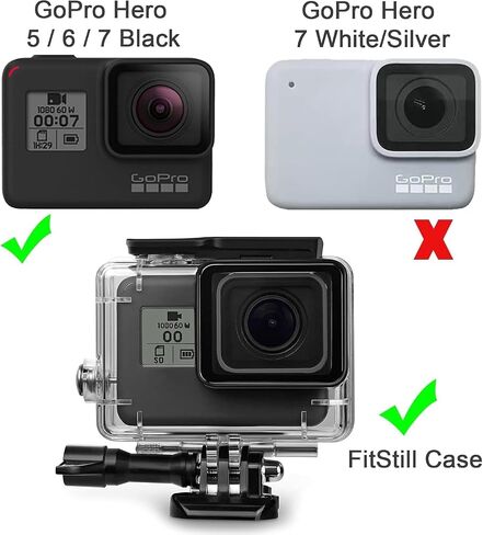 FitStill 50M/164FT Waterproof Underwater Case with 3 Diving Filters and Floating Handle, Suitable for Go Pro Hero 7/6/5/2018 Black Accessories Diving Set in Kuwait