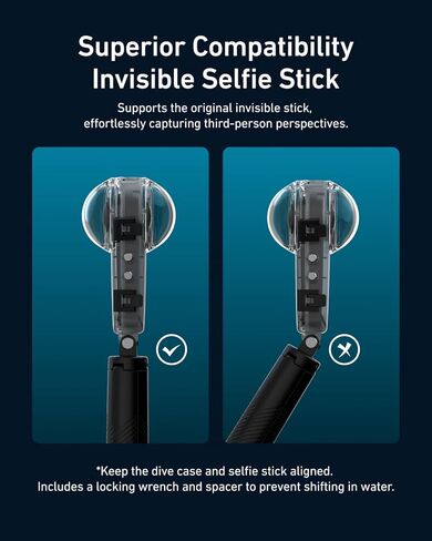 TELESIN Insta 360 X4 Invisible Dive Case, 50m/164ft Waterproof Case Protective Underwater Diving Housing Shell for Insta 360 X4 with Bracket Accessories in Kuwait