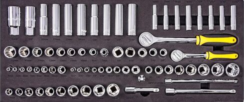 JEGS 170-Piece Mechanic's Tool Set - Includes Black Powder Coated Steel Toolbox, Sockets, Extenders, Ratchets, Wrenches, Screwdrivers, Pliers & Bits in Kuwait