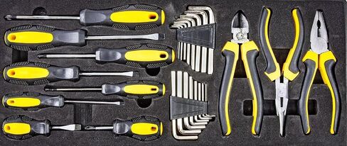 JEGS 170-Piece Mechanic's Tool Set - Includes Black Powder Coated Steel Toolbox, Sockets, Extenders, Ratchets, Wrenches, Screwdrivers, Pliers & Bits in Kuwait