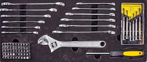 JEGS 170-Piece Mechanic's Tool Set - Includes Black Powder Coated Steel Toolbox, Sockets, Extenders, Ratchets, Wrenches, Screwdrivers, Pliers & Bits in Kuwait