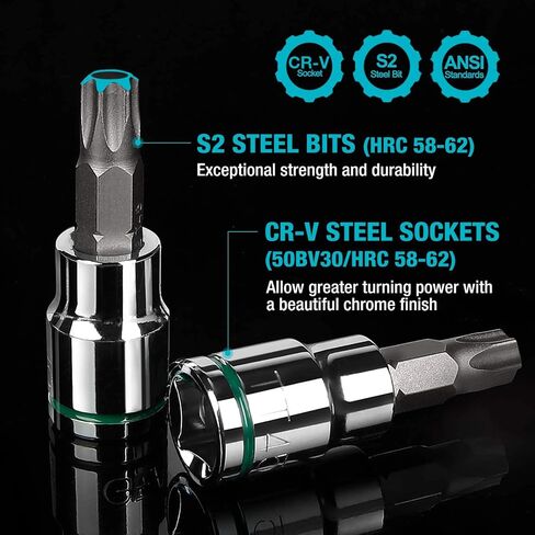 DURATECH Allen Bit Socket Set, 3/8'' Drive Torx, 21-Piece | Premium Cr-V Socket and S2 Bits, Metric & SAE， For Cars, Trucks, Appliances, Lawn Equipment, Machinery in Saudi Arabia
