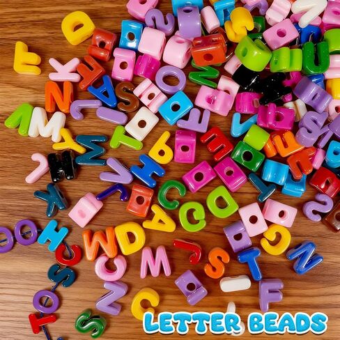 Bbiamsleep 212 Pcs Lacing Letters Beads, Colorful Mixed Alphabet Beads | Uppercase Lacing Alphabet Beads with 12 Laces for Fine Motor Skills Spelling and Training in Kuwait
