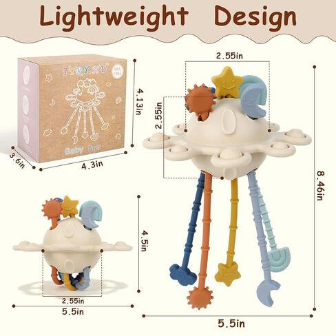 TYRY.HU Silicone Baby Sensory Montessori Toys,Silicone Pull String Fidget Toys for Babies 18 Months+, Travel Toy for Plane, Car, and Stroller, Early Educational Fine Motor Skills Toy for Toddlers in Saudi Arabia