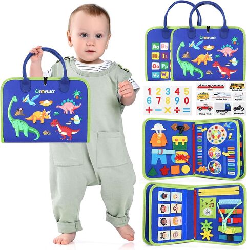 URMYWO Toddler Busy Board - Busy Book Montessori Toys Ages 3 and up - Preschool Learning Activities with Alphabet Number Animal, Educational Travel Toys Birthday Gifts for Kids in Kuwait