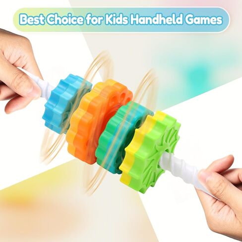 Riuja Baby Spinning Stacking Toys, 1-3 Rainbow Ring Stacker Montessori Toys for Babies, Sensory Toys for Toddlers, Christmas and Birthday Gifts Suitable for Boys and Girls (14 inches) in Kuwait