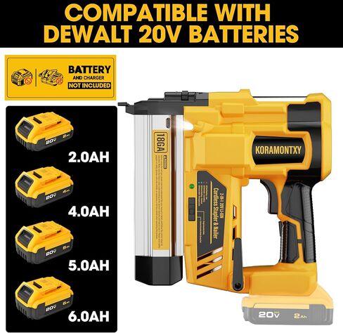 2" Cordless Brad Nailer, 2-in-1 18GA Staple Nail Gun Battery Powered Compatible with DeWalt 20V MAX Battery, Electric Nail Gun Stapler with 2000 Staples and Nails (Battery Not Included) in Kuwait