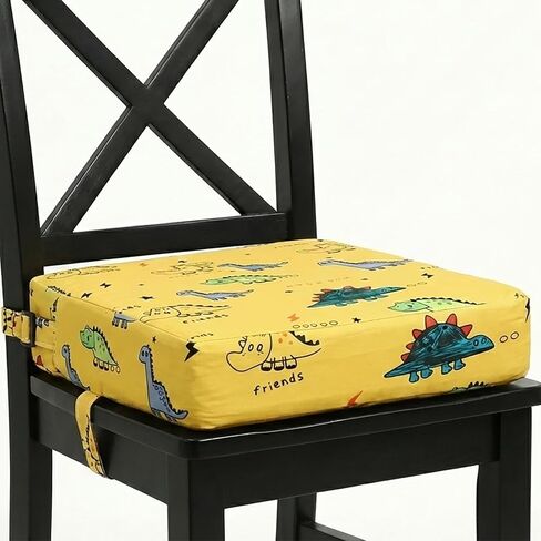 Toddler Booster Seat for Kitchen Chair & Dining Table - Blue | Firm Support Kids Booster Seat for Dining Table with Non-Slip Bottom and Adjustable Straps, Portable Washable Booster Cushion in Kuwait