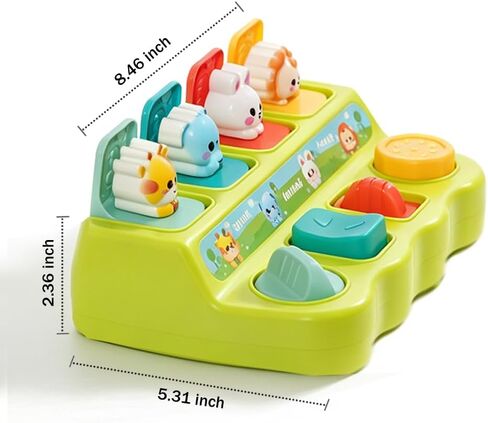 Pop Up Toys for 1 Year Old Boy Girl, Baby Interactive Animal Toy, Montessori Cause and Effect Learning Game, Fine Motor Skills Development, Birthday Gift for 6-12 12-18 Months Toddlers Green in Kuwait