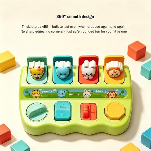 Pop Up Toys for 1 Year Old Boy Girl, Baby Interactive Animal Toy, Montessori Cause and Effect Learning Game, Fine Motor Skills Development, Birthday Gift for 6-12 12-18 Months Toddlers Green in Kuwait