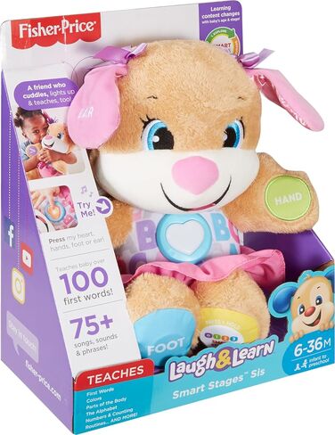 Fisher-Price Baby & Toddler Toy Laugh & Learn Smart Stages Sis Musical Plush with Lights & Phrases for Infants Ages 6+ Months in Kuwait