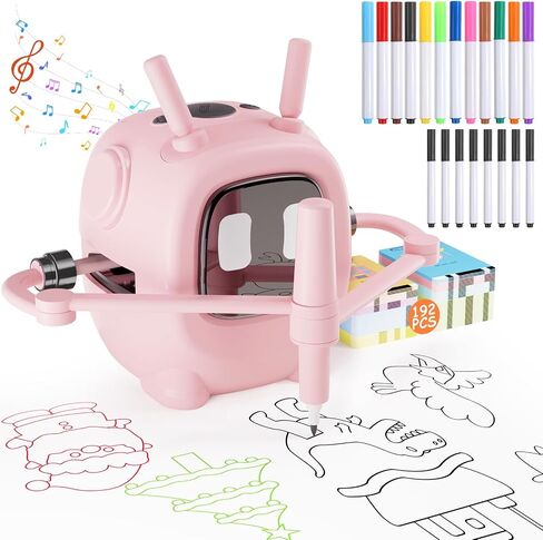 Drawing Robot for Kids with 192 Cards, Smart Robot Drawing Machine Toys for 3+ Year Old Boys and Girls, Interactive Painting Learning and Educational Toy Perfect for Birthday Chirstmas Party, Pink in Kuwait