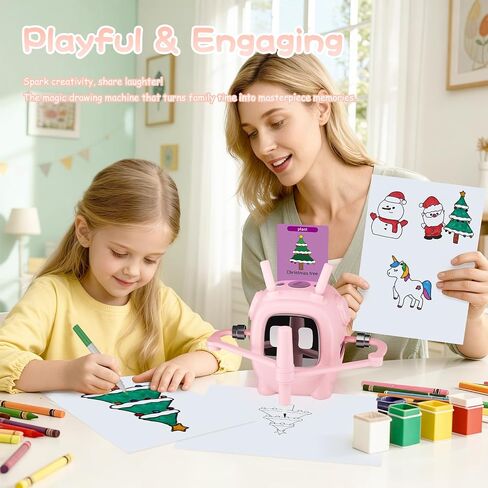 Drawing Robot for Kids with 192 Cards, Smart Robot Drawing Machine Toys for 3+ Year Old Boys and Girls, Interactive Painting Learning and Educational Toy Perfect for Birthday Chirstmas Party, Pink in Kuwait