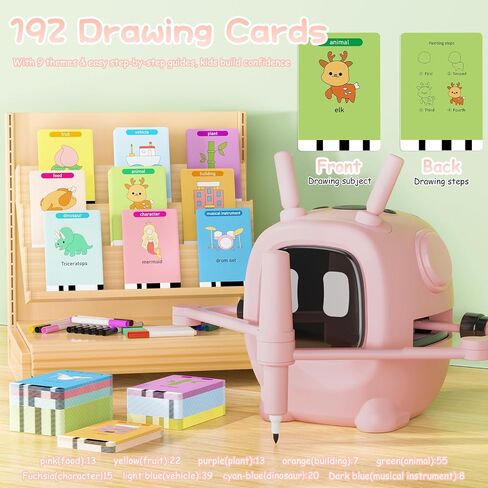 Drawing Robot for Kids with 192 Cards, Smart Robot Drawing Machine Toys for 3+ Year Old Boys and Girls, Interactive Painting Learning and Educational Toy Perfect for Birthday Chirstmas Party, Pink in Kuwait