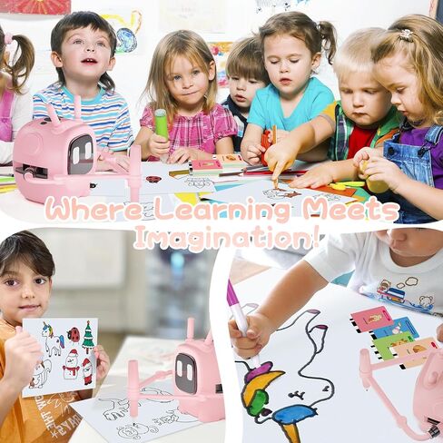 Drawing Robot for Kids with 192 Cards, Smart Robot Drawing Machine Toys for 3+ Year Old Boys and Girls, Interactive Painting Learning and Educational Toy Perfect for Birthday Chirstmas Party, Pink in Kuwait